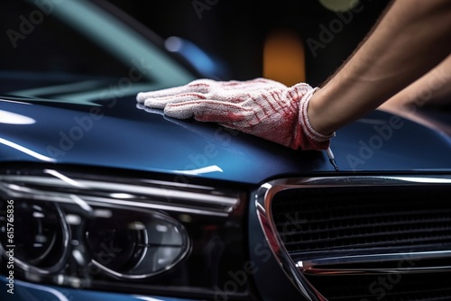 Male Hands Polishing Car with Microfiber Cloth. AI © Usmanify