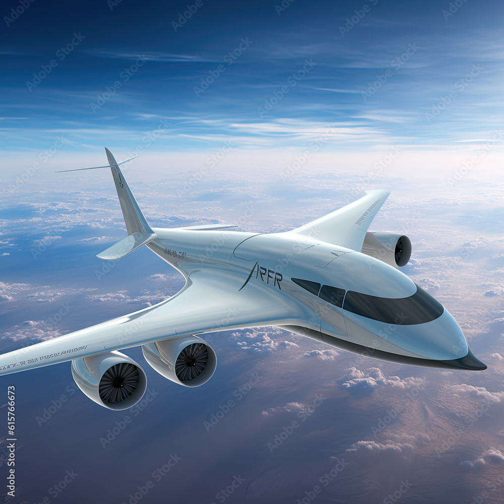 Fototapeta premium Future of air mobility, city air taxi, UAM urban air mobility, Public aerial transportation, Passenger Autonomous Aerial Vehicle AAV in sky, Generative AI