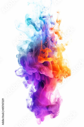 Multicolored rainbow neon ink on white background