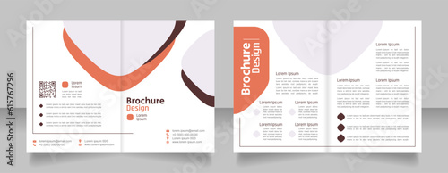 Machinery bifold brochure template design. Half fold booklet mockup set with copy space for text. Editable 2 paper page leaflets. Secular One Regular, Rajdhani-Semibold, Arial fonts used