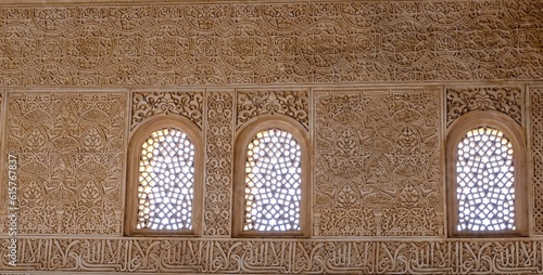 Принти на полотні Details of the Moorish calligraphy wall decoration in one of the palaces the Alh