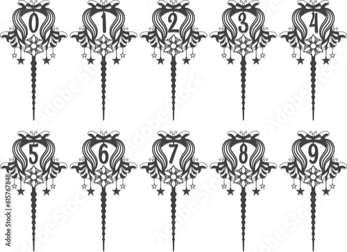 happy birthday number laser cut cake topper template
