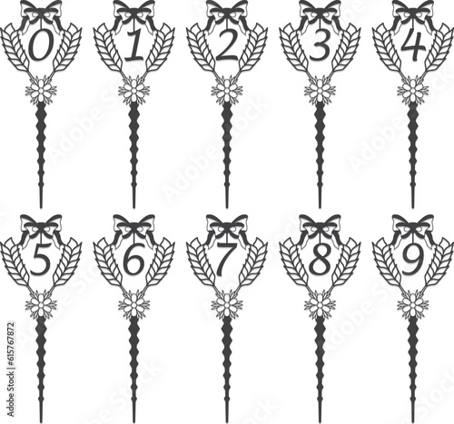 happy birthday number laser cut cake topper template