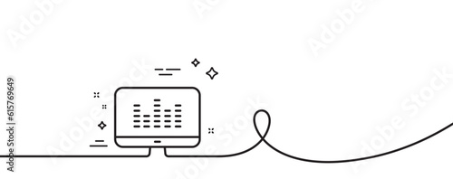 Music making line icon. Continuous one line with curl. DJ app sign. Musical device symbol. Music making single outline ribbon. Loop curve pattern. Vector