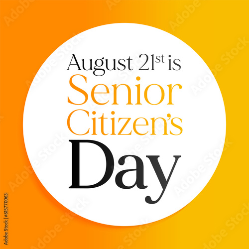 World Senior Citizen's Day is observed every year on August 21. The day is known to increase awareness of the factors and issues that affect older adults, such as age deterioration. Vector art