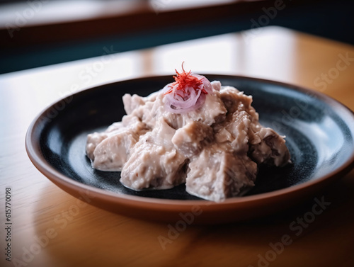 A dish of Hákarl, fermented shark meat.