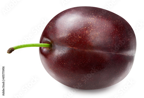 Ripe plum isolated on white background.