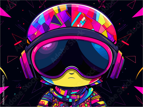 An astronaut chibi character wearing dark sunglasses and a spacesuit