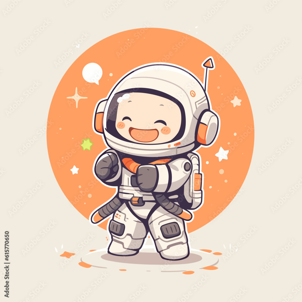 A cute vector graphic of a smiling astronaut on a holiday A cute vector graphic of a smiling astronaut on a holiday