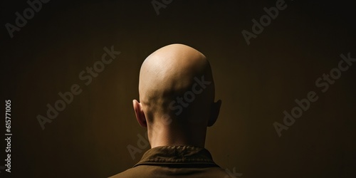 Rear view of a man with a bald head, concept of Identity, created with Generative AI technology