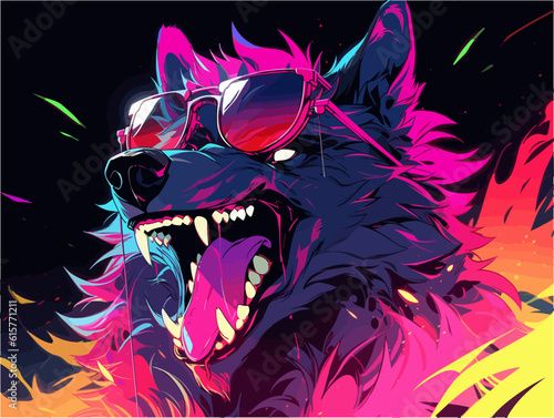 A wolf wearing dark sunglasses, exuding a cool and mysterious aura