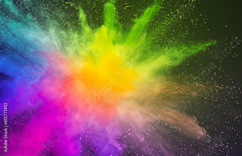 Colored powder explosion on a dark background