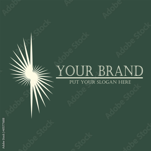 Elegant business design logo with green and cream color