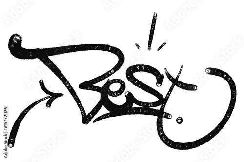illustration Black graffiti tag lettering aerosol can spray paint