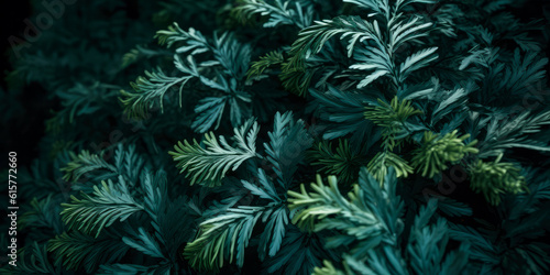 Close up of evergreen conifer fir  spruce  pine. Macro Shoot coniferous branch. Nature forest background  wallpaper. Generative ai