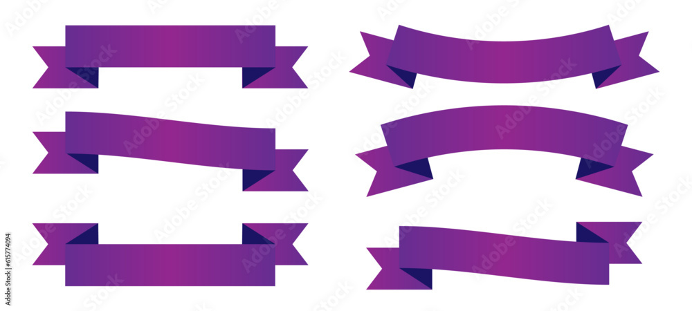 Set Of Purple Ribbon Banners