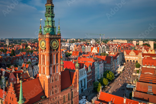 Beautiful architecture of the Main Town of Gdansk at summer, Poland