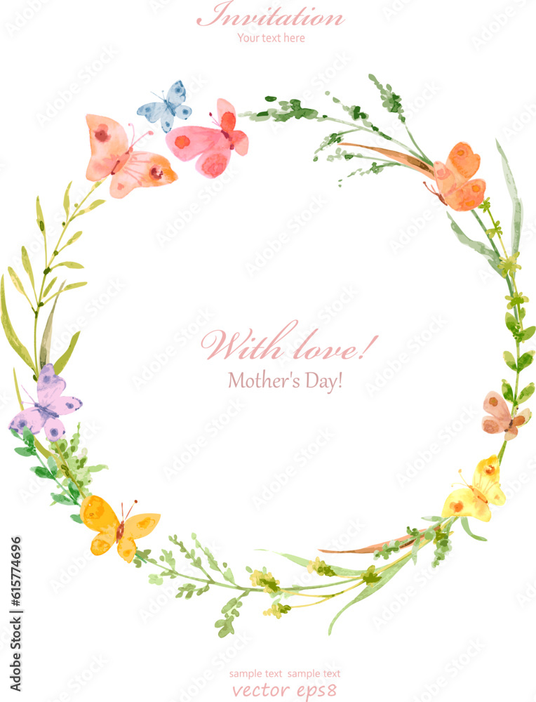 rustic elegant wreath with different herb plants and butterflies rustic elegant wreath with different herb plants and butterflies
