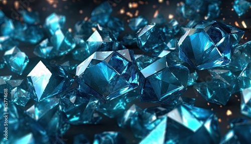 Abstract blue gemstone background. Generative AI