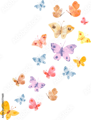watercolor flying colorful butterflies. painting sketch of moths