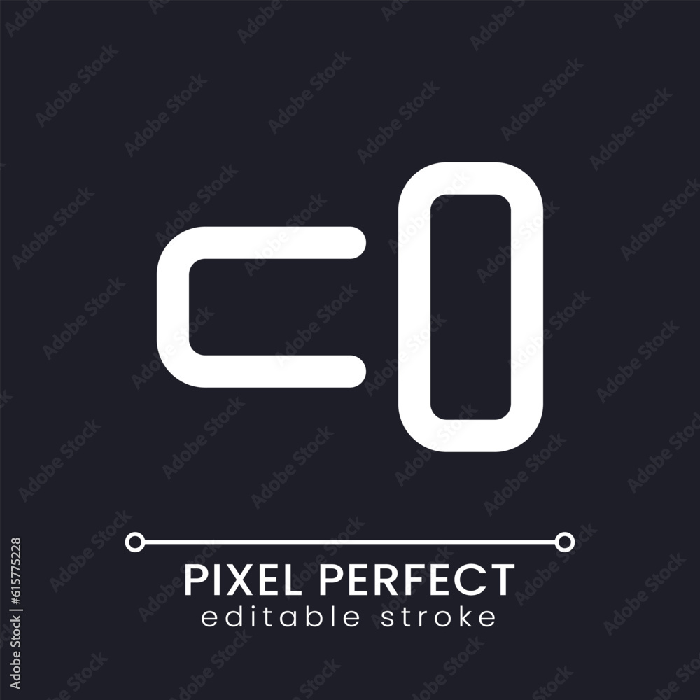 Switch on pixel perfect white linear ui icon for dark theme. Mobile application control. Vector line pictogram. Isolated user interface symbol for night mode. Editable stroke. Poppins font used Switch on pixel perfect white linear ui icon for dark theme. Mobile application control. Vector line pictogram. Isolated user interface symbol for night mode. Editable stroke. Poppins font used