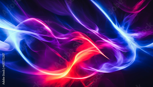 An explosion of colors with swirling trails of smoke. Generative AI.