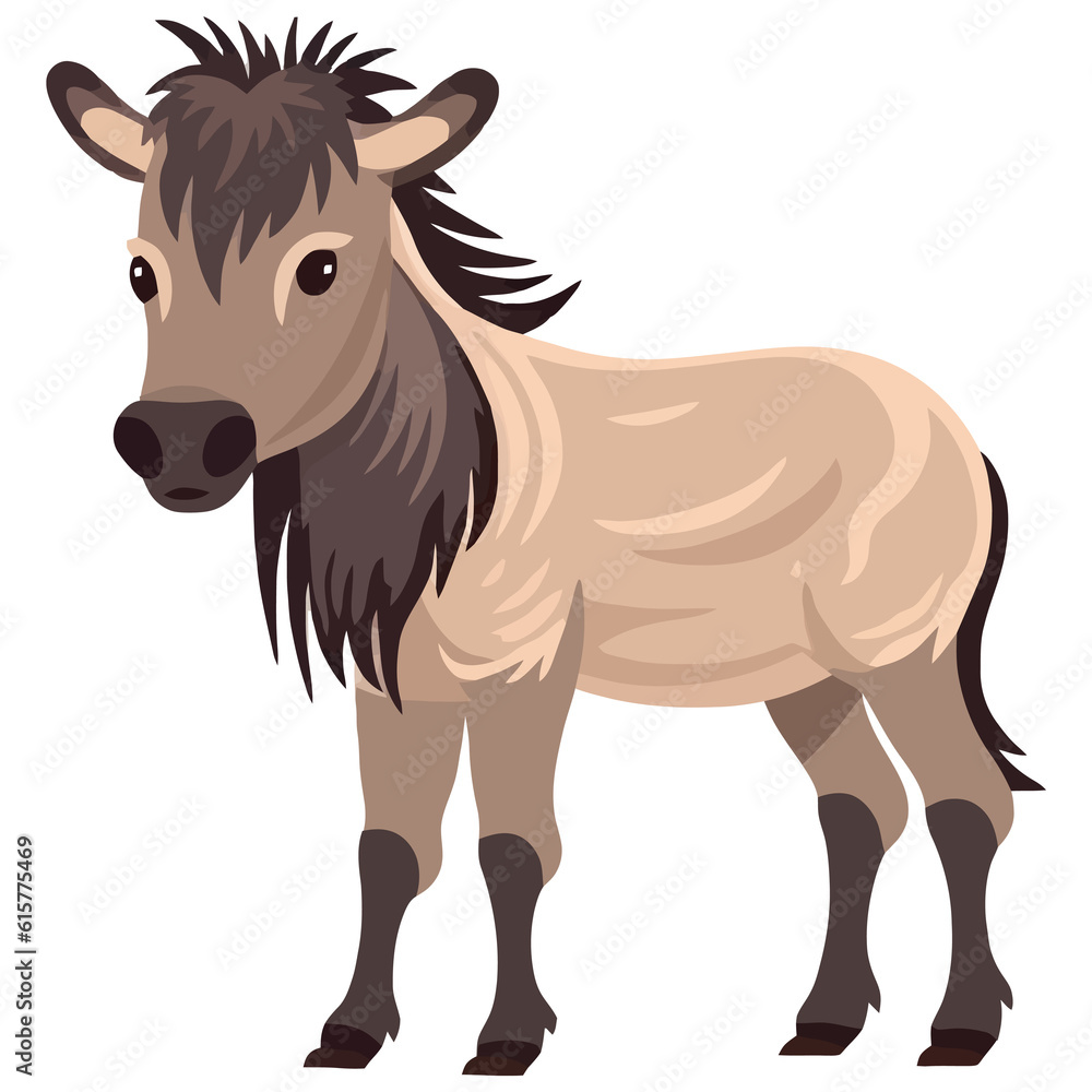 Fototapeta premium Playful Savannah Wanderer: Cute Wildebeest in a Charming 2D Illustration