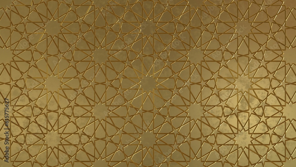 Seamless tileable gold Islamic pattern, dodecagon rosette, geometrical ...