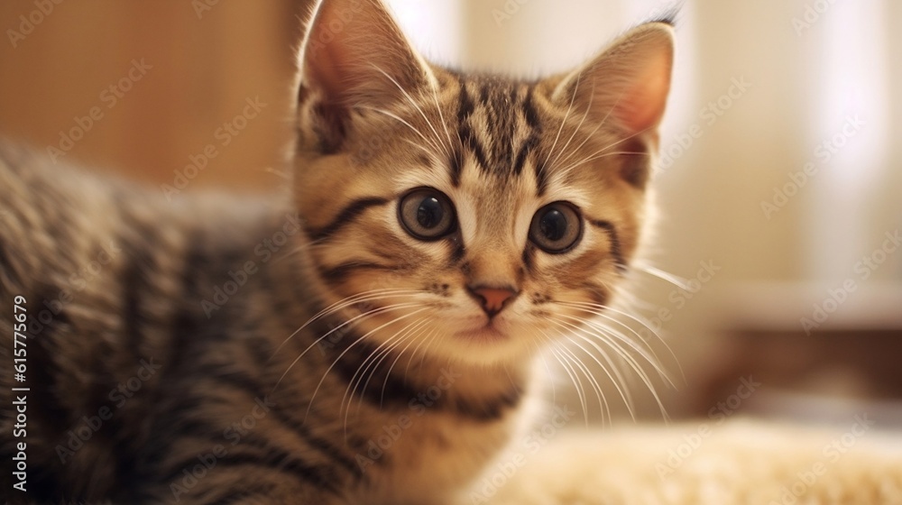 Charming Little Kitten Adorable Closeup Photo. Generative AI