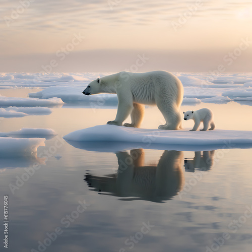 polar bear with his cubs