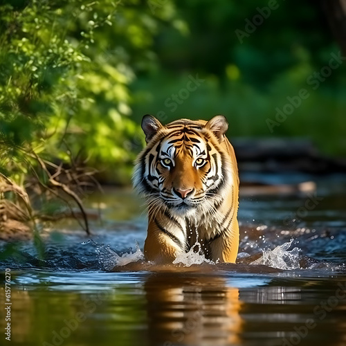 tiger in the pond