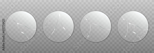 Set of vector cracked glasses. Cracked glass png. Cracked window, png surface. Broken glass.