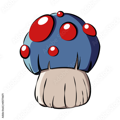 Cartoon Mushroom. poisonous mushroom. Vector illustration isolated on white background.