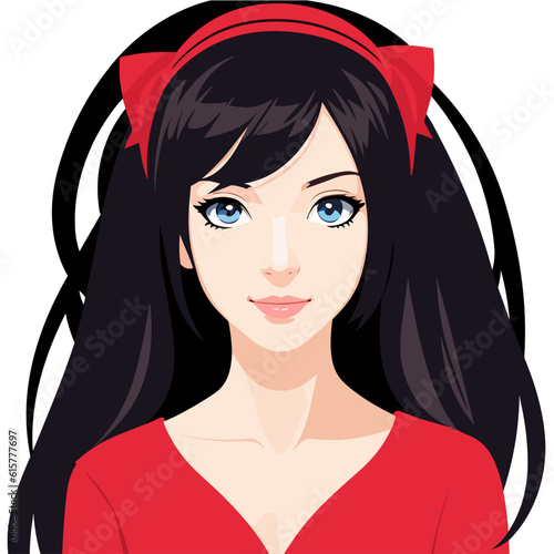 portrait of a girl with long hair and an anime style shirt