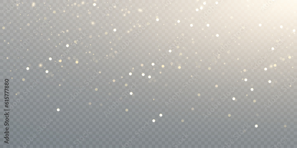Vector background with golden bokeh, falling golden sparks, dusty glitter, blur effect for design and vector illustrations.