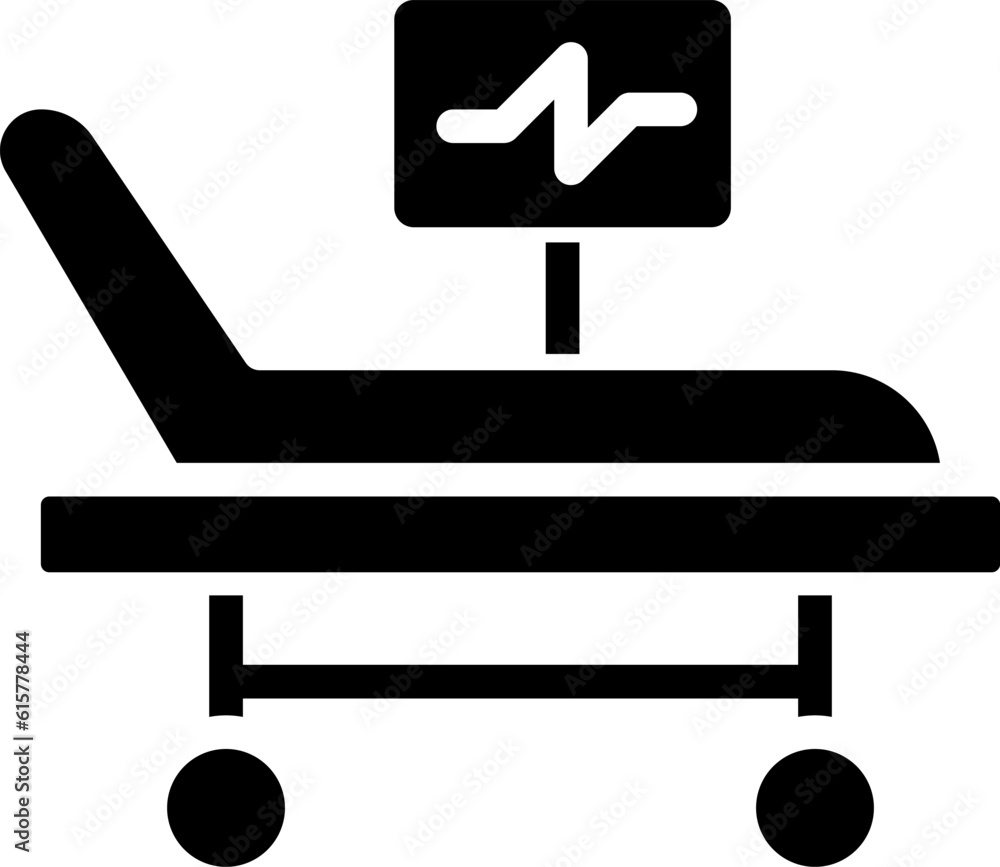 Pictograms Rescitation Grafika wektorowa Stock: Intensive care bed black glyph icon ...