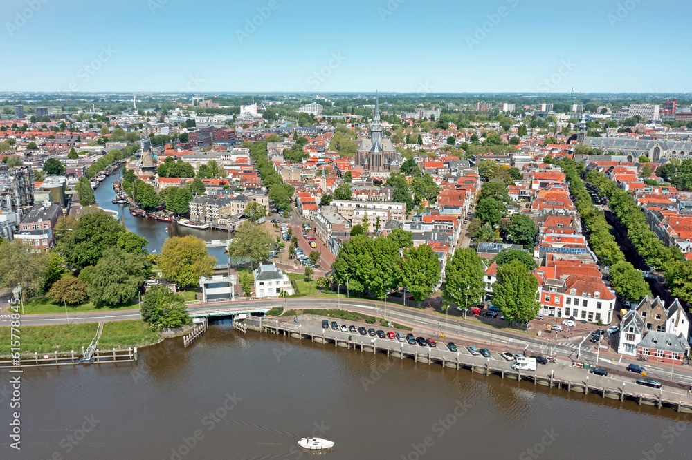 Aerial from the city Gouda in Zuid Holland the Netherlands
