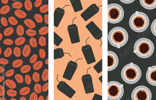 Coffee pattern from coffee beans and other coffee elements. Vector drawing for design poster, flyer, banner. Design elements.