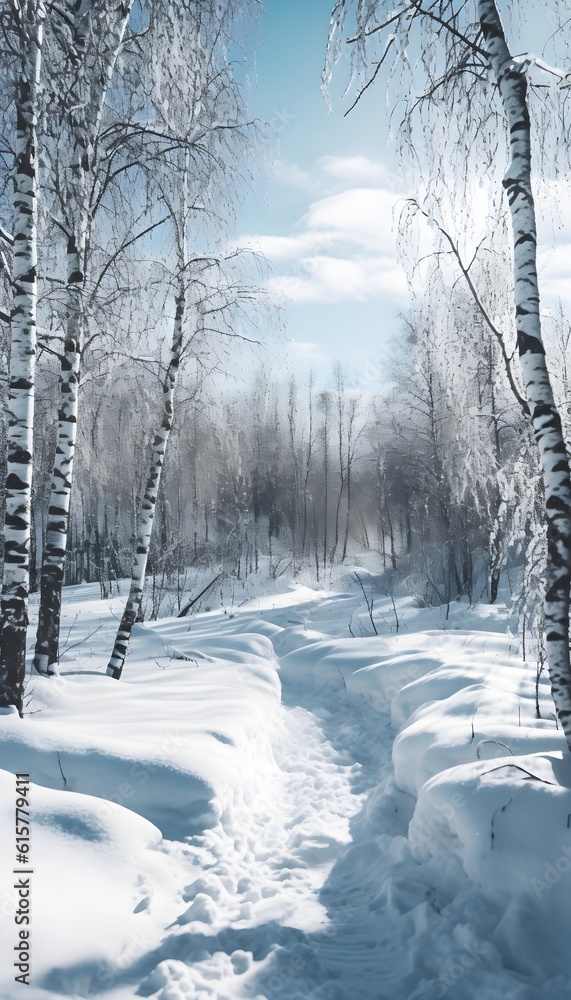 photo of a landscape involving a snowy forest
