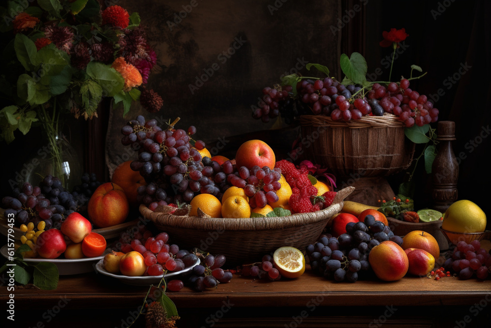 mix of fruits on wood table