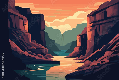 sunset over the river
