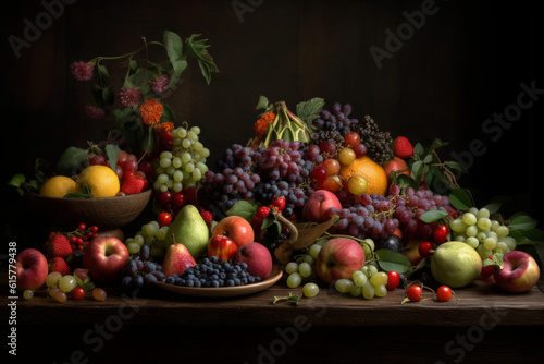 mix of fruits on wood table