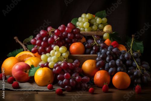 mix of fruits on wooden table