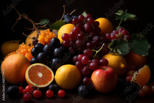 mix of fruits on wooden table