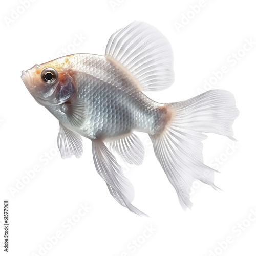silver betta fish isolated on transparent background cutout