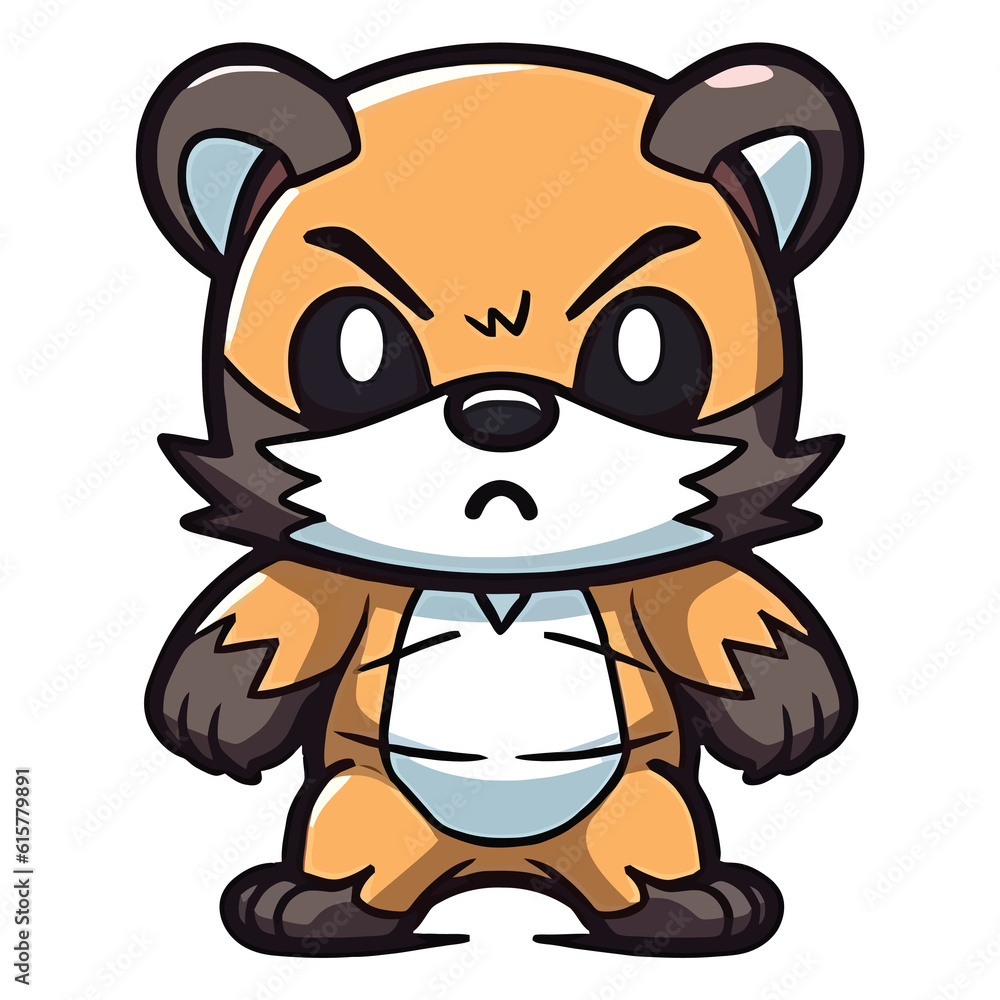 Fototapeta premium Enchanting Guardian of the Woods: Enchanting 2D Illustration of a Playful Wolverine