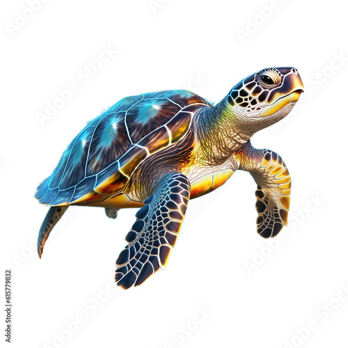 sea turtle (ocean marine animal) isolated on transparent background cutout 