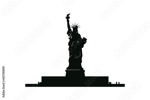The Statue of Liberty black  silhouette isolated on white background. Vector illustration