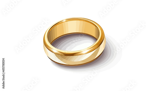 Gold ring flat cartoon isolated on white background. Vector illustration