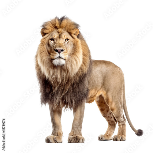 lion standing , isolated on transparent background cutout